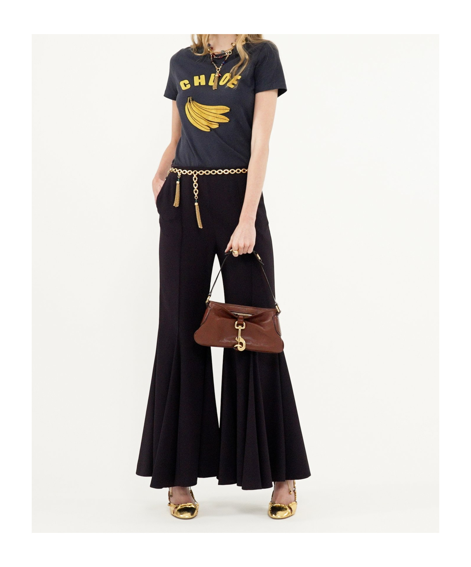 CHLOÉ CHLOÉ BANANA PRINTED CREWNECK T-SHIRT