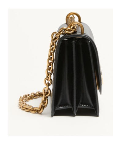 Valentino Garavani Garavani Vain Shoulder Bag In Shiny Calfskin Woman Black Uni In Black