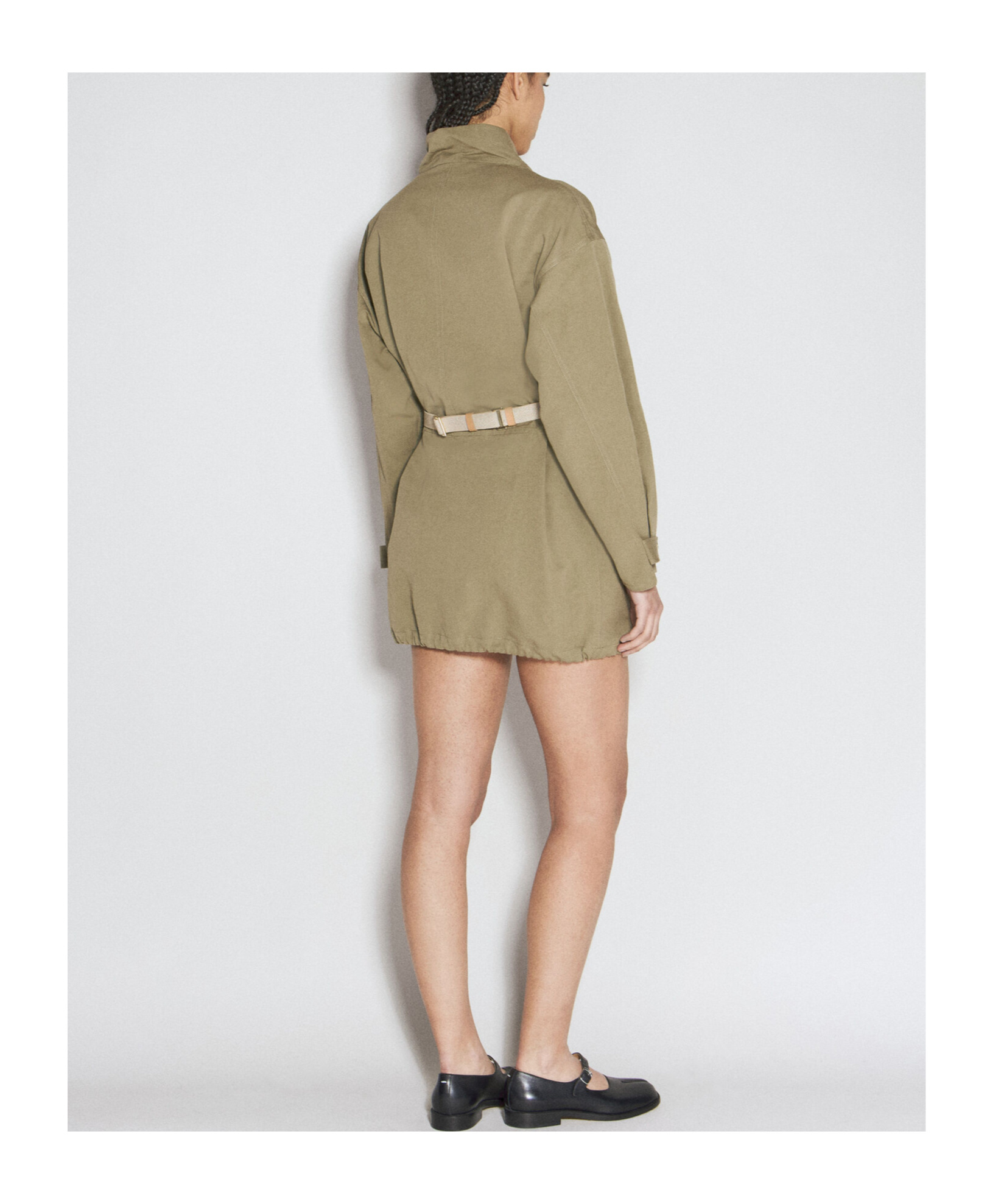 Shop Prada Panama Cotton Mini-dress In Military Green