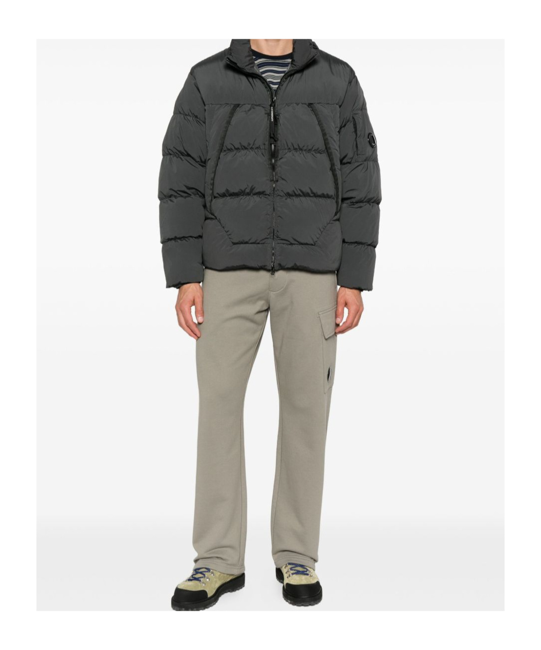 C.p. Company Nycra Quilted Puffer Jacket With High Collar In Gray