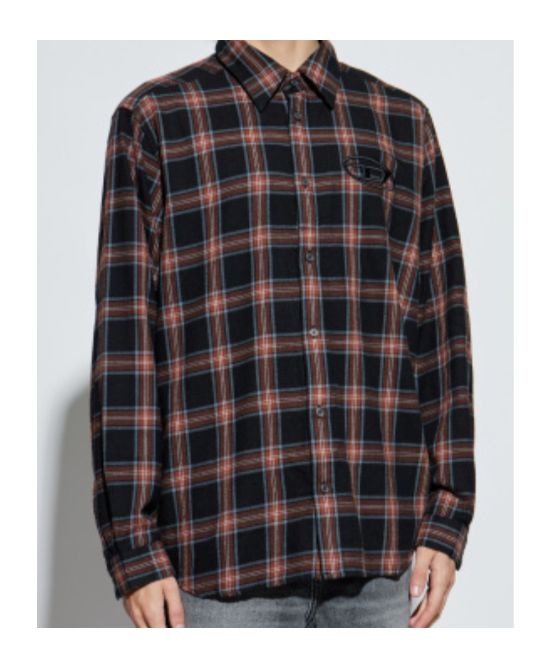 Diesel Embroidered Plaid Shirt In Multi