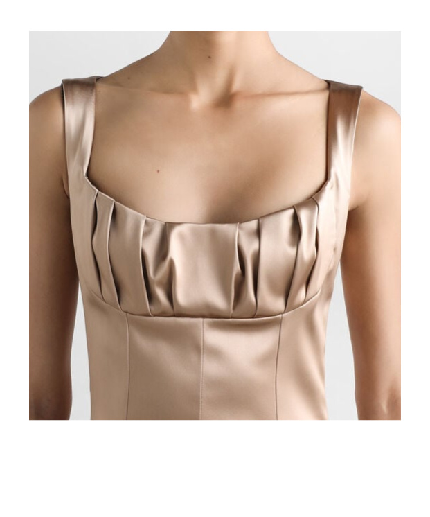 Dolce & Gabbana Ruched Stretch-satin Midi Dress In Neutral