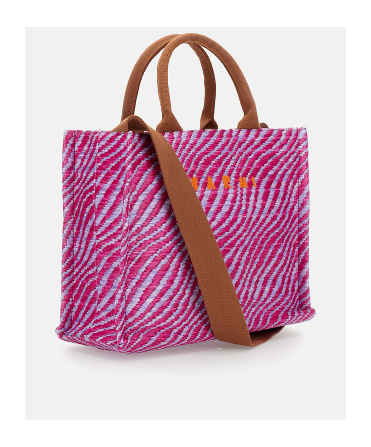 Marni Small Top-handles Wave-print Tote Bag In Purple