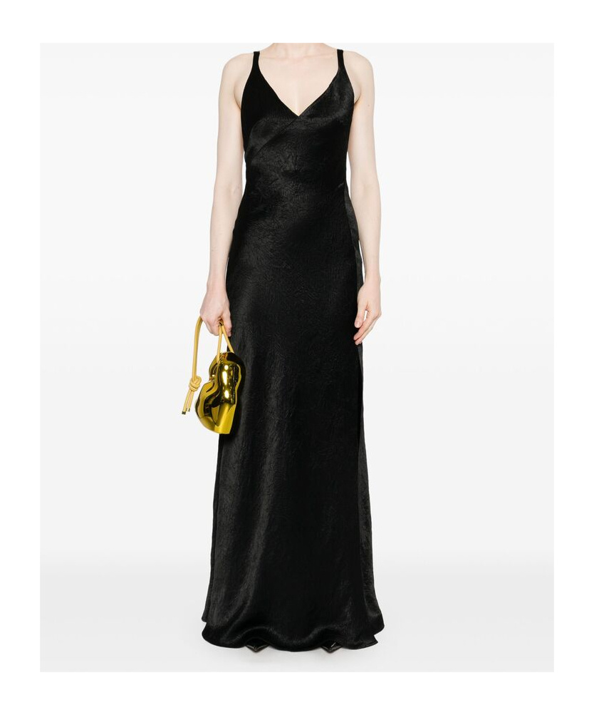 Alexander Mcqueen Silk Evening Dress Women In Black