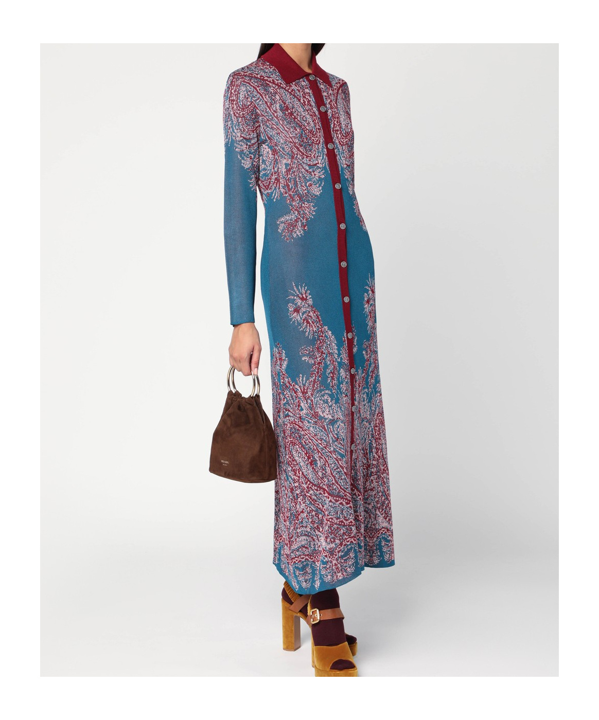 Etro Long Sleeve Maxi Length Paisley Pattern Dress In Multi