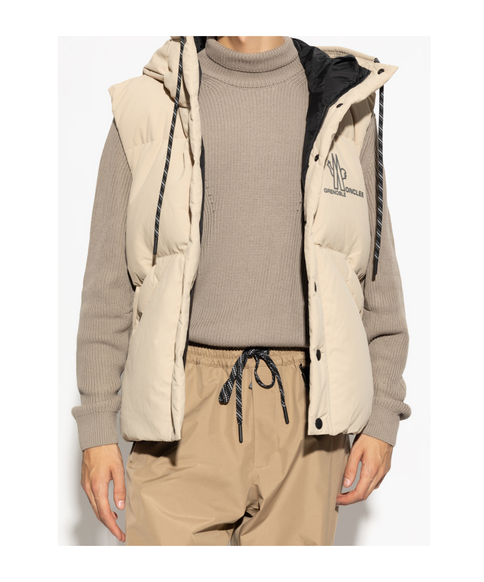 Moncler Logo-print Padded Gilet In Nude