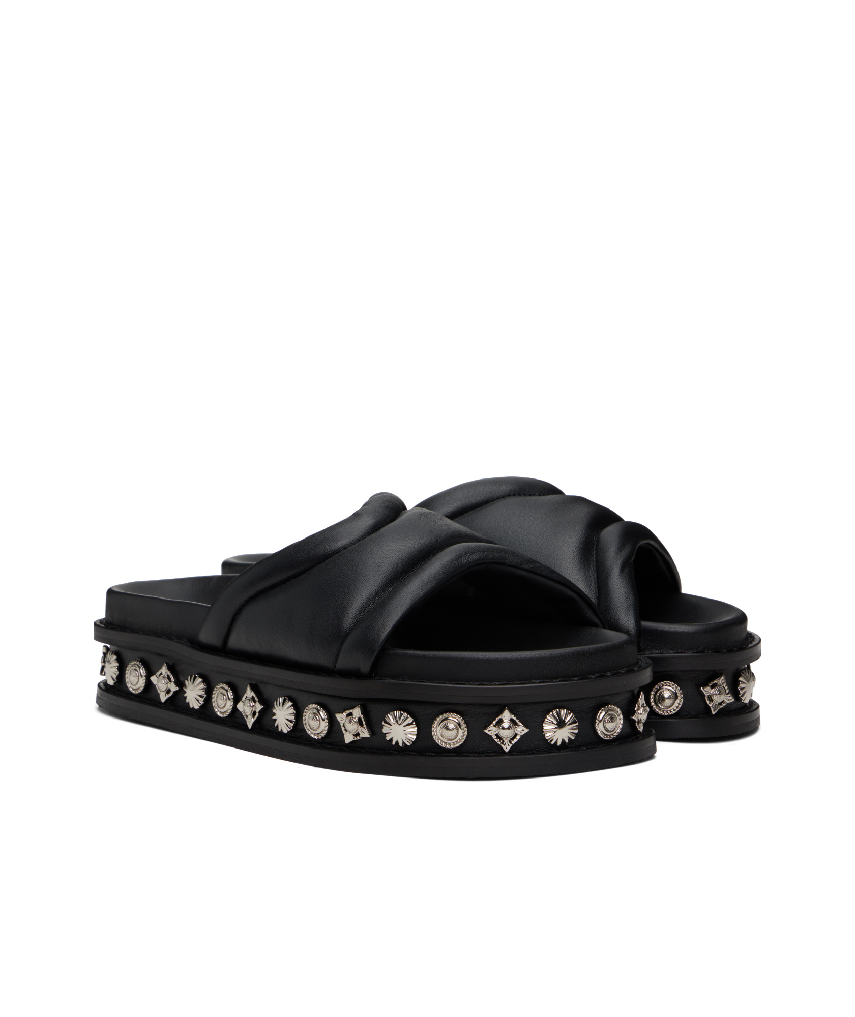 Toga Virilis Round Toe Flat Slippers In Black