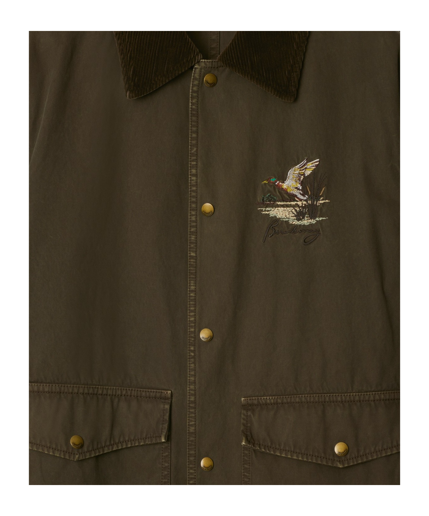 Burberry Corduroy-trimmed Cotton Twill Field Jacket In Green