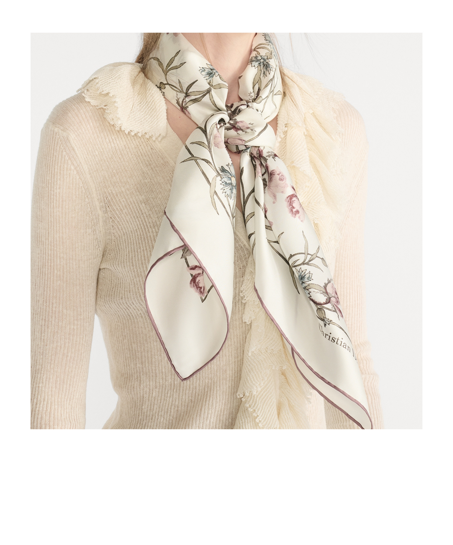 Dior Lumière De Rose 90 Square Scarf In Neutral