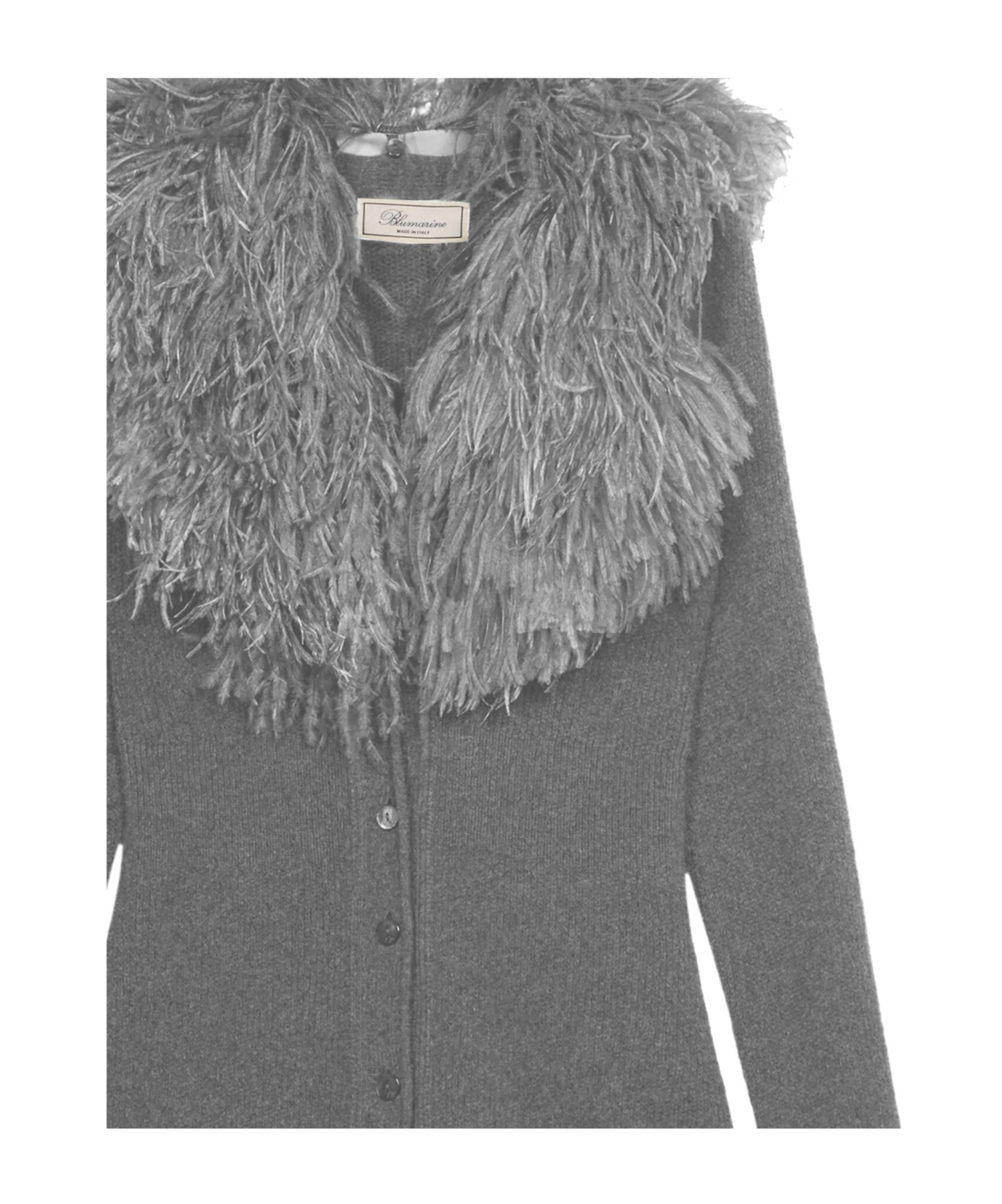 Blumarine Long-sleeved Cardigan In Gray