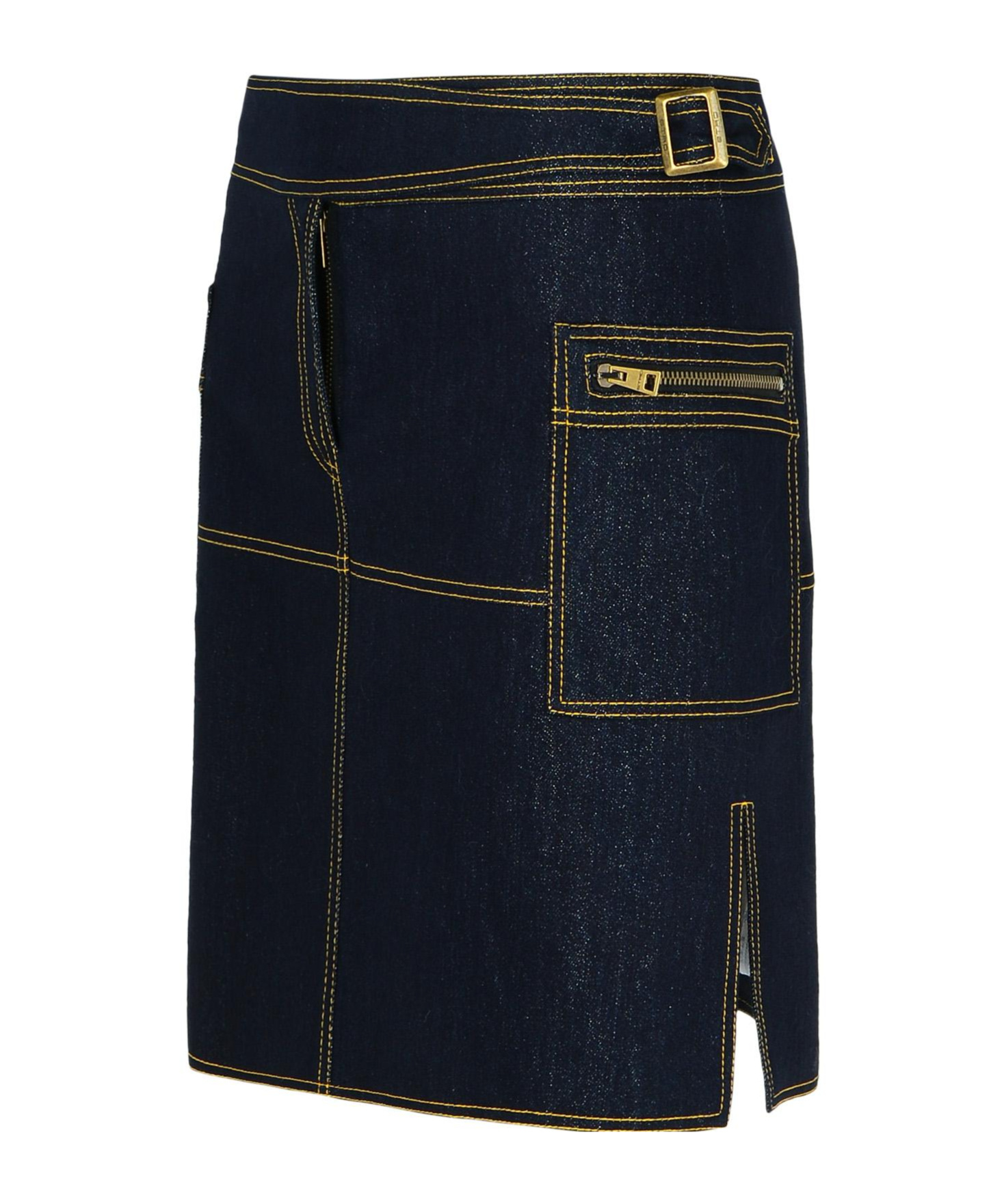Shop Etro Contrast-stitched Denim Mini Skirt In Black