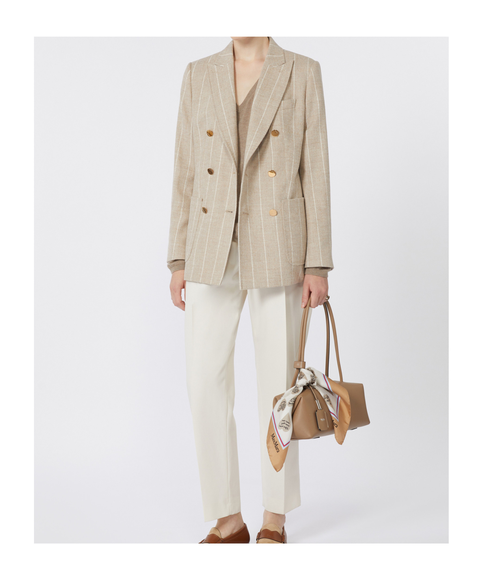 Max Mara Lapel Long-sleeved Suit Jacket In Brown