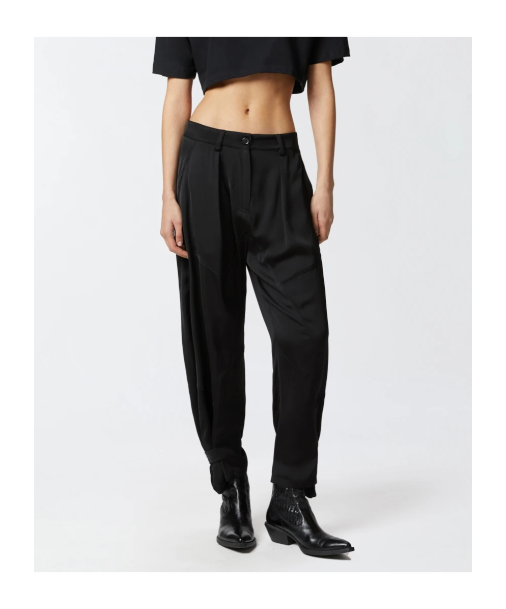 Pinko Satin Button Detailed Pants In Black