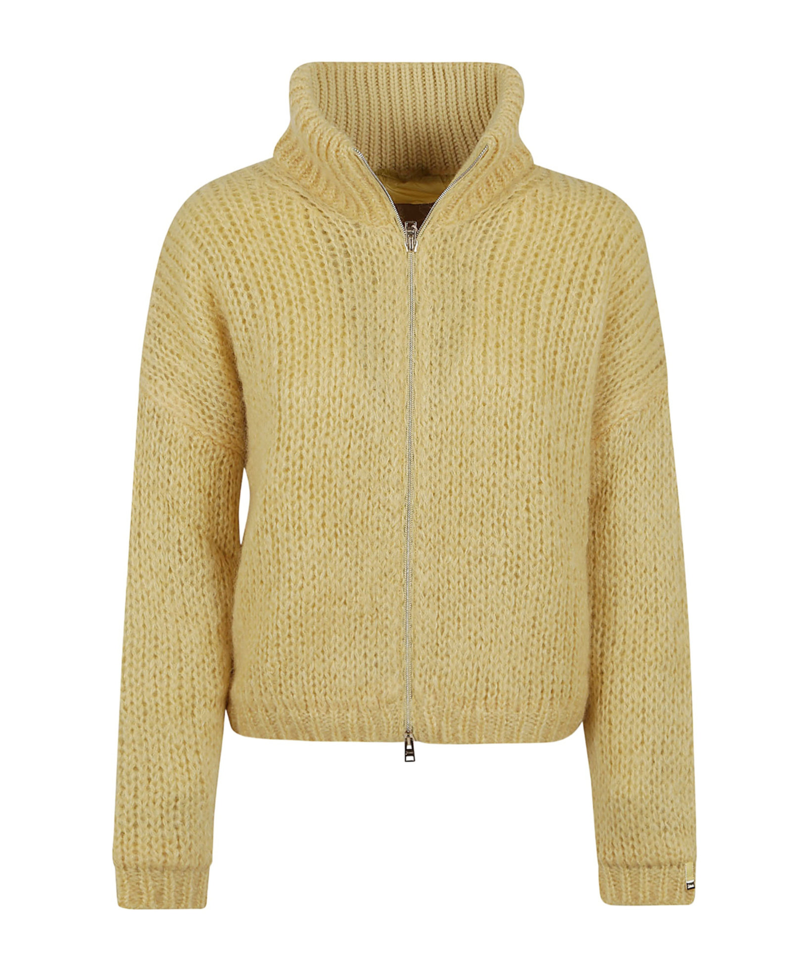 Herno Mohair-blend Cardigan In Yellow