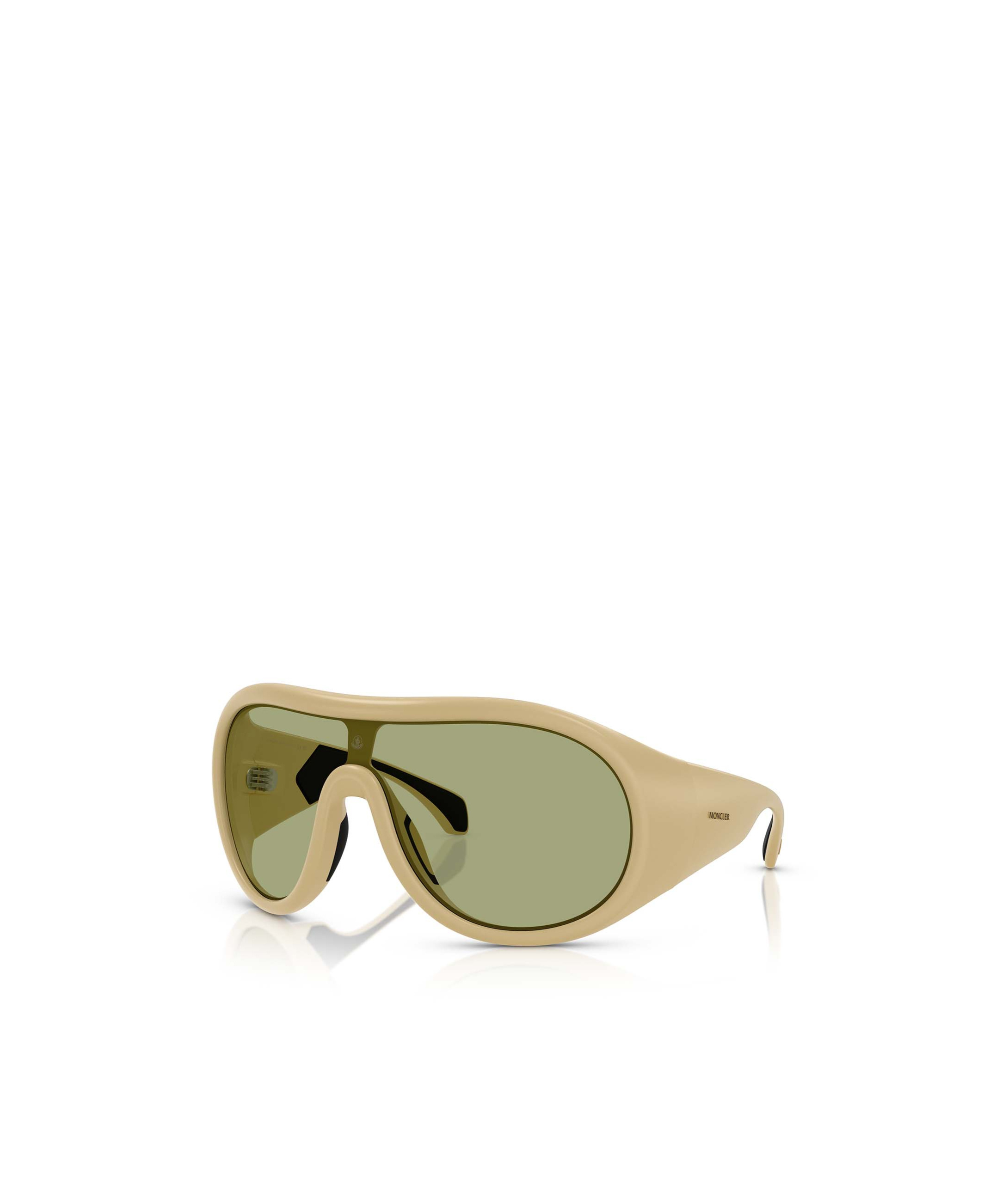 Moncler Cloche 135mm Polarized Pilot Shield Sunglasses In Green