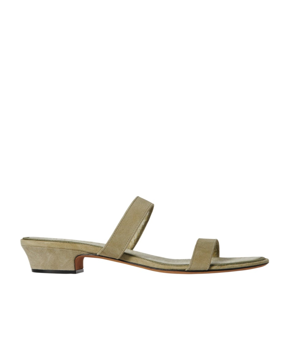 The Row Green Awar Strap Heeled Sandals In Gray-green