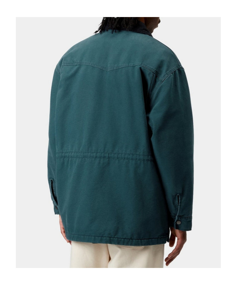 Carhartt Og Santa Fe Coat In Deep Lagoon/black