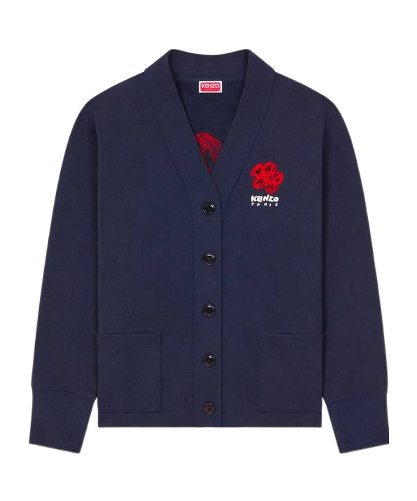 Kenzo ' Drawn Varsity' Embroidered Hooded Sweatshirt In Blue