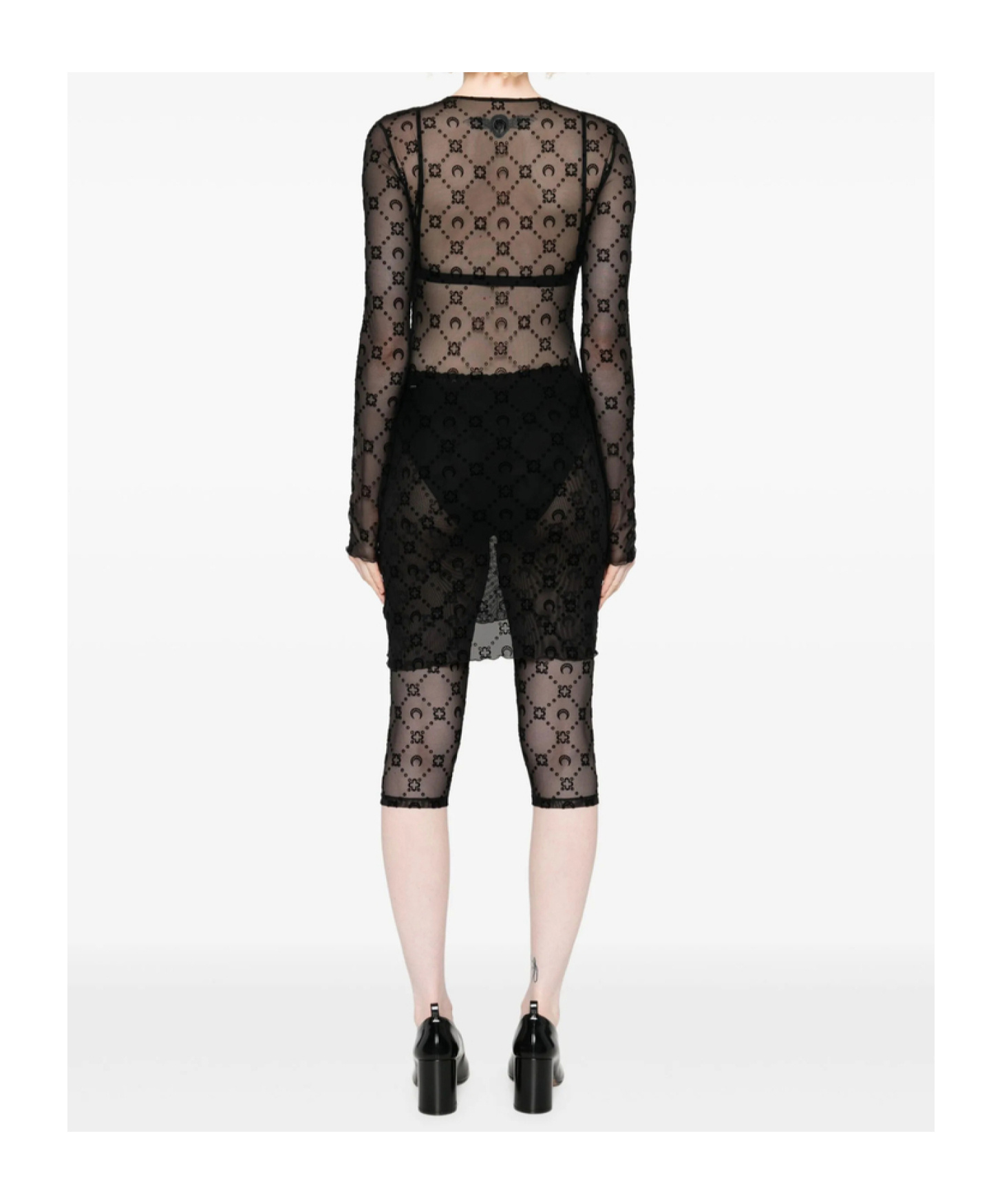 Marine Serre Long-sleeved Dress In Black