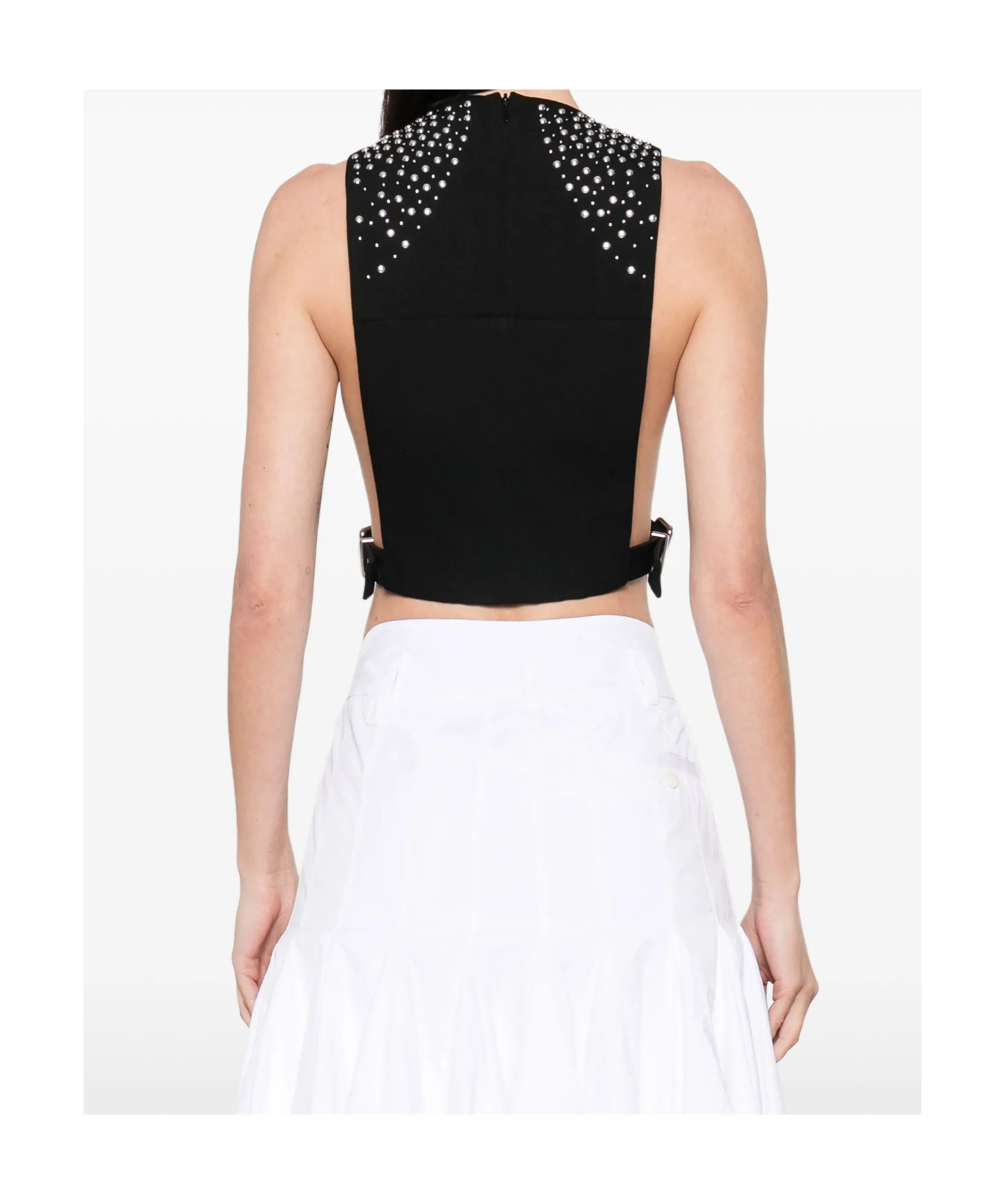 Rabanne Apron Stud-embellished Wool Top