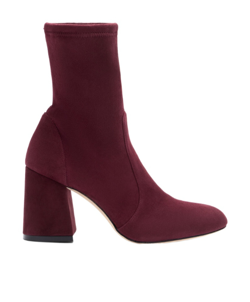 Stuart Weitzman Flareblock 85 Stretch Bootie In Brown