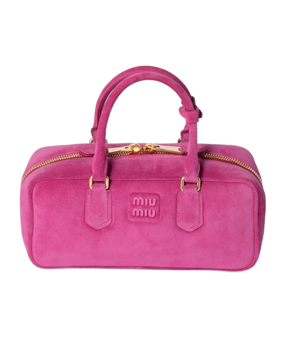 Miu Miu Arcadie Padded Suede Top-handle Bag In Pink