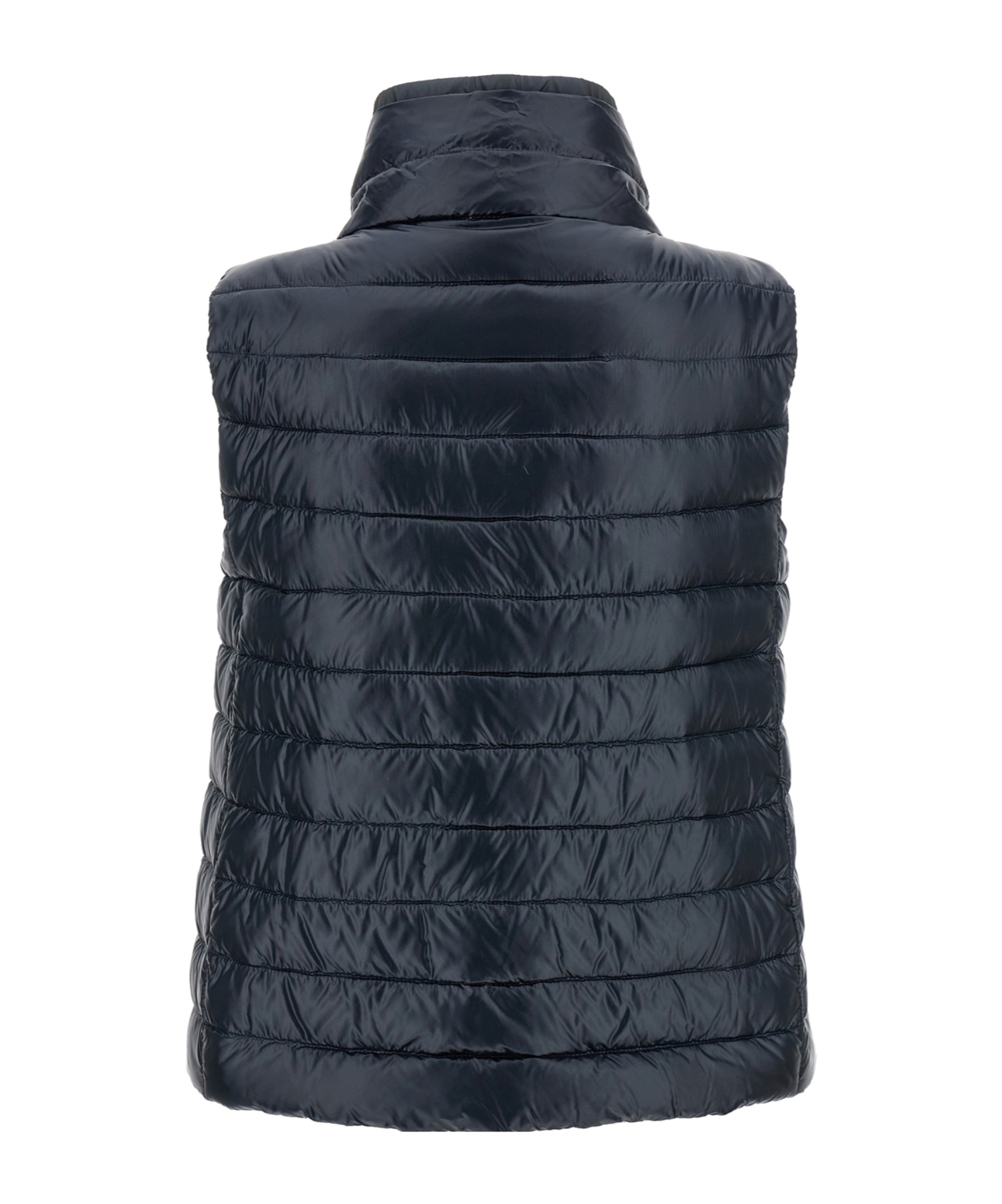 Herno Blue Vest With High Neck And Buttons With Logo In Blue