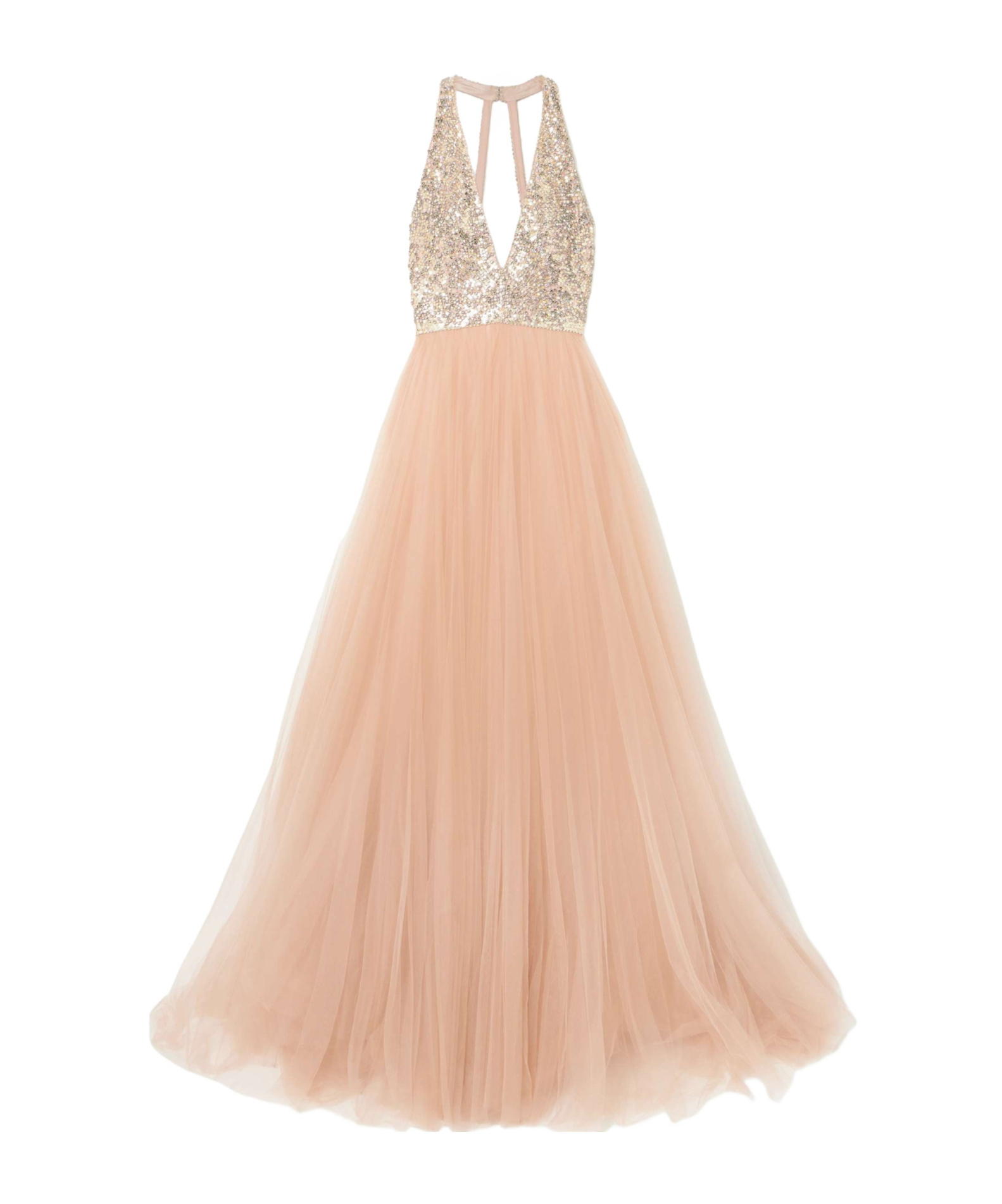 Jenny Packham Tidal Embellished Tulle Gown In Nude