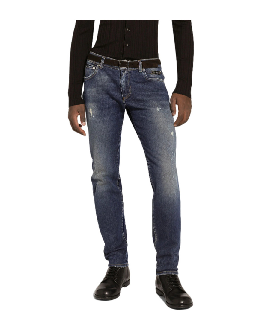 Dolce & Gabbana Men's Distressed Effect Skinny Jeans In Blue