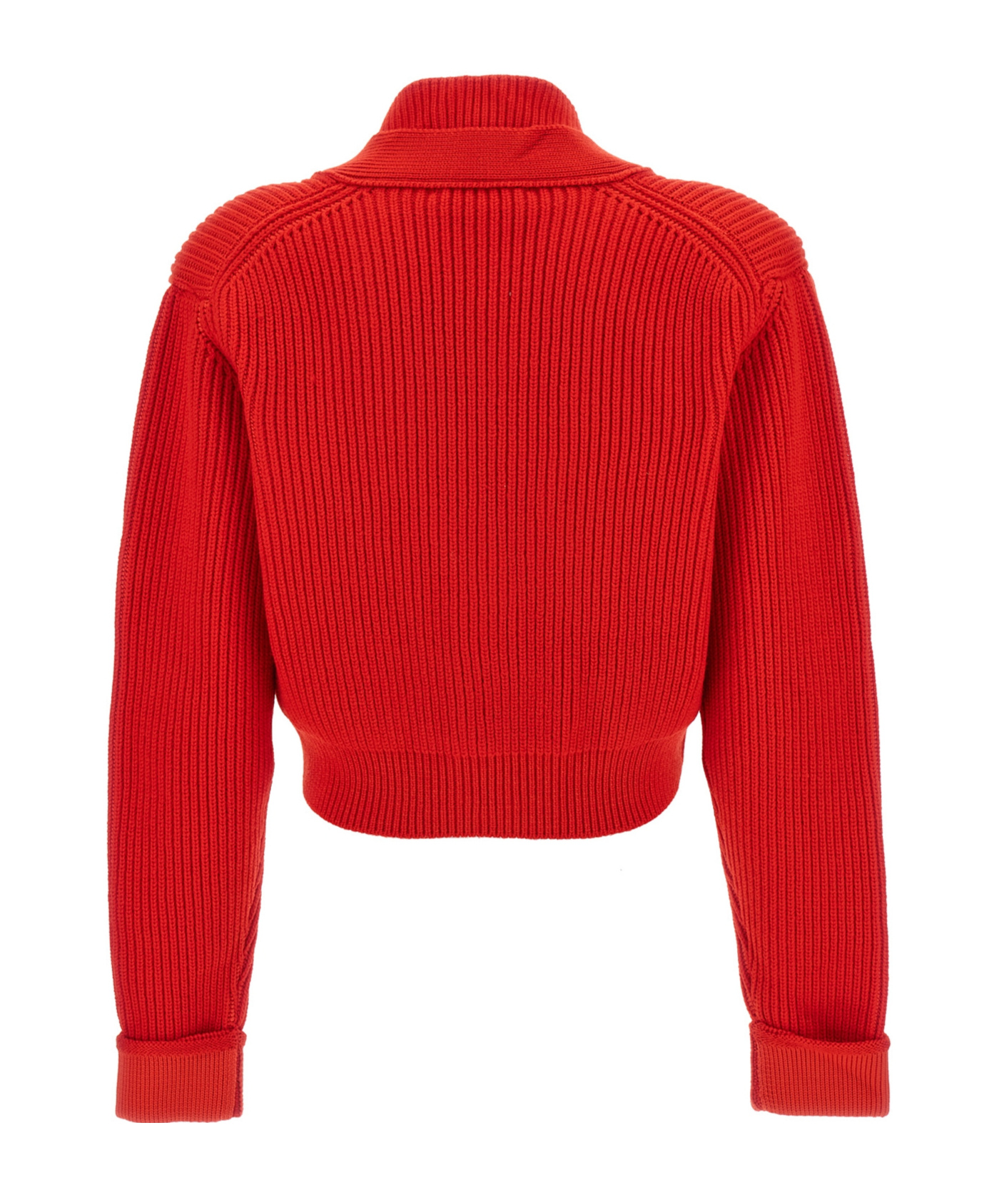 Victoria Beckham Cropped V-neck Cardigan In Red