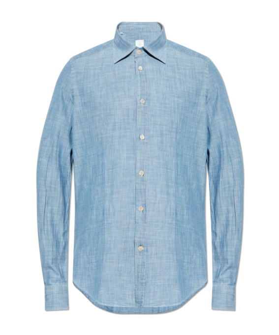 Shop Eleventy Cotton Shirt In Blue