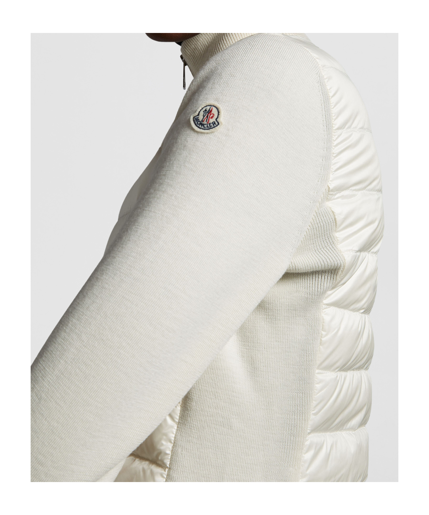 Moncler Padded Wool Zipper Down Jacket In White