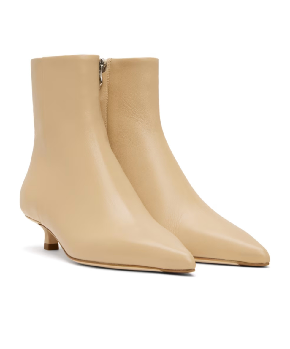 Aeyde Sofie Zipper Short Boots In Nude