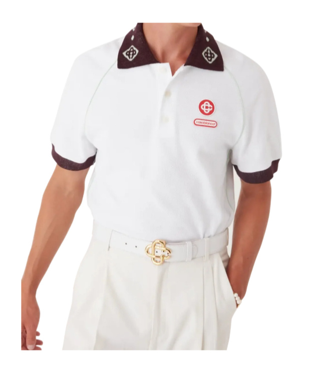 Casablanca Oversized Polo Shirt Featuring Pointed Collar In White