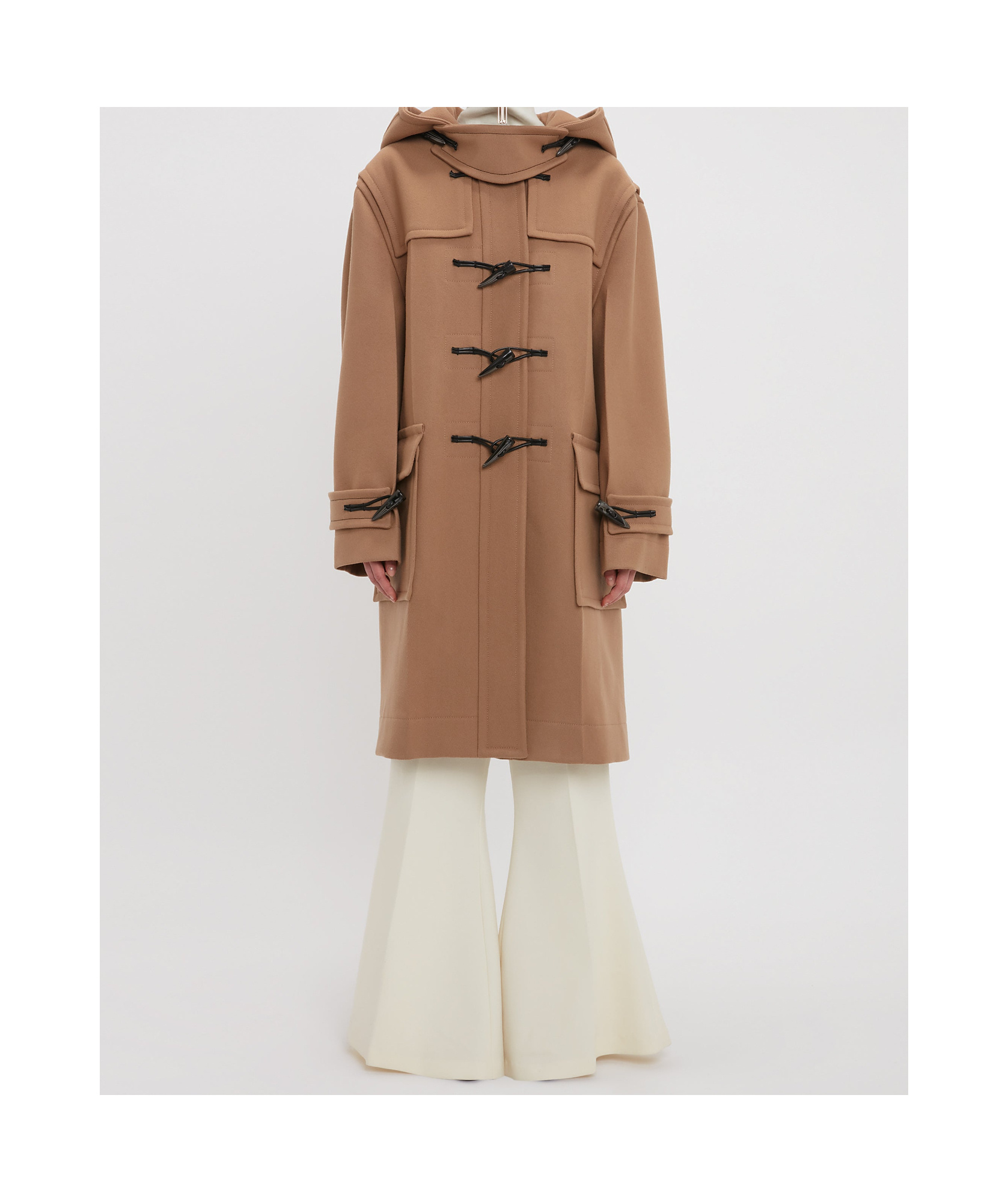 Victoria Beckham Long-sleeved Tweed Coat In Brown