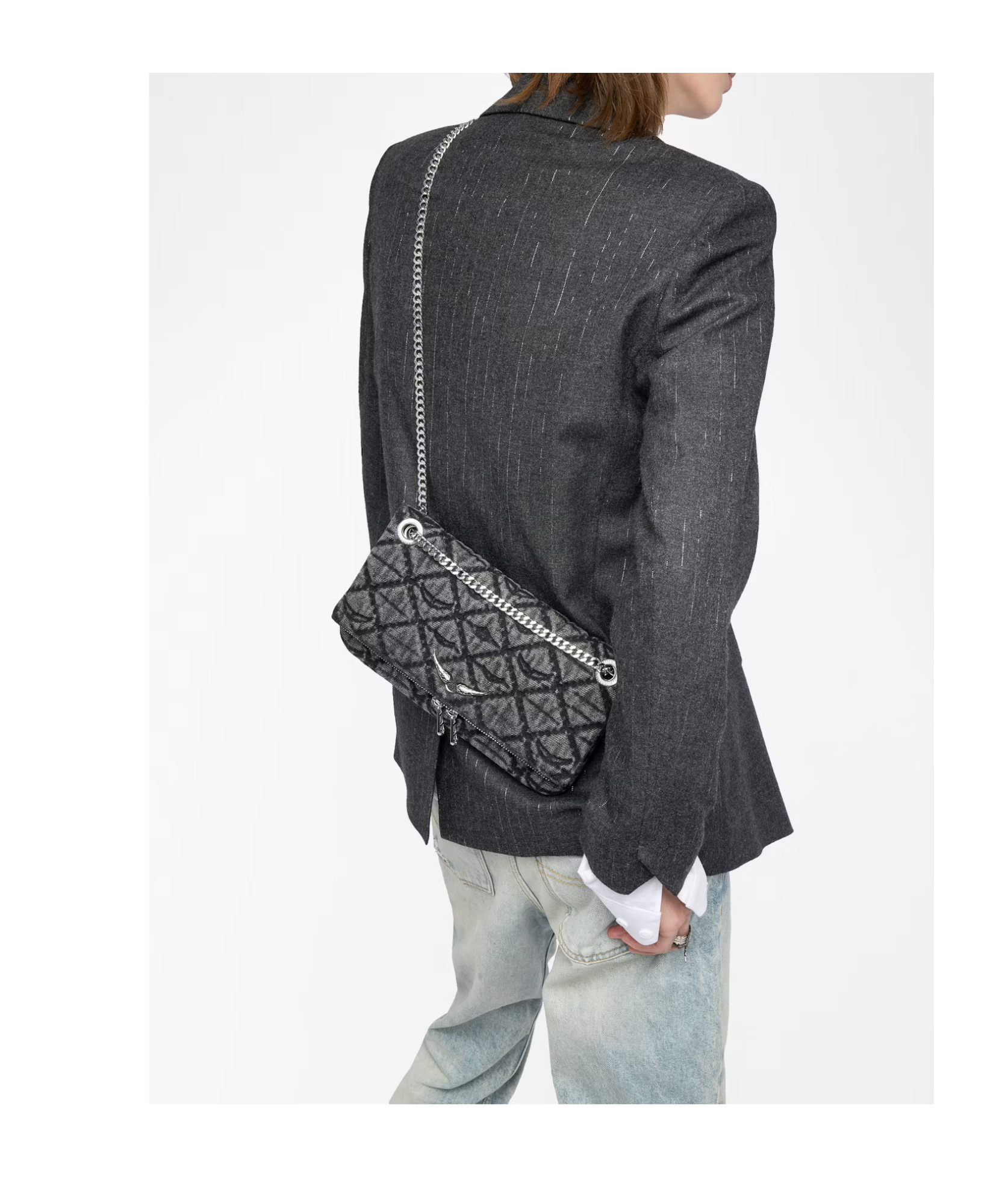 Zadig & Voltaire Chain Shoulder Bag In Gray