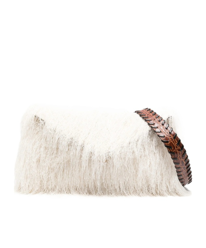 Dries Van Noten Flap Shoulder Bag In White