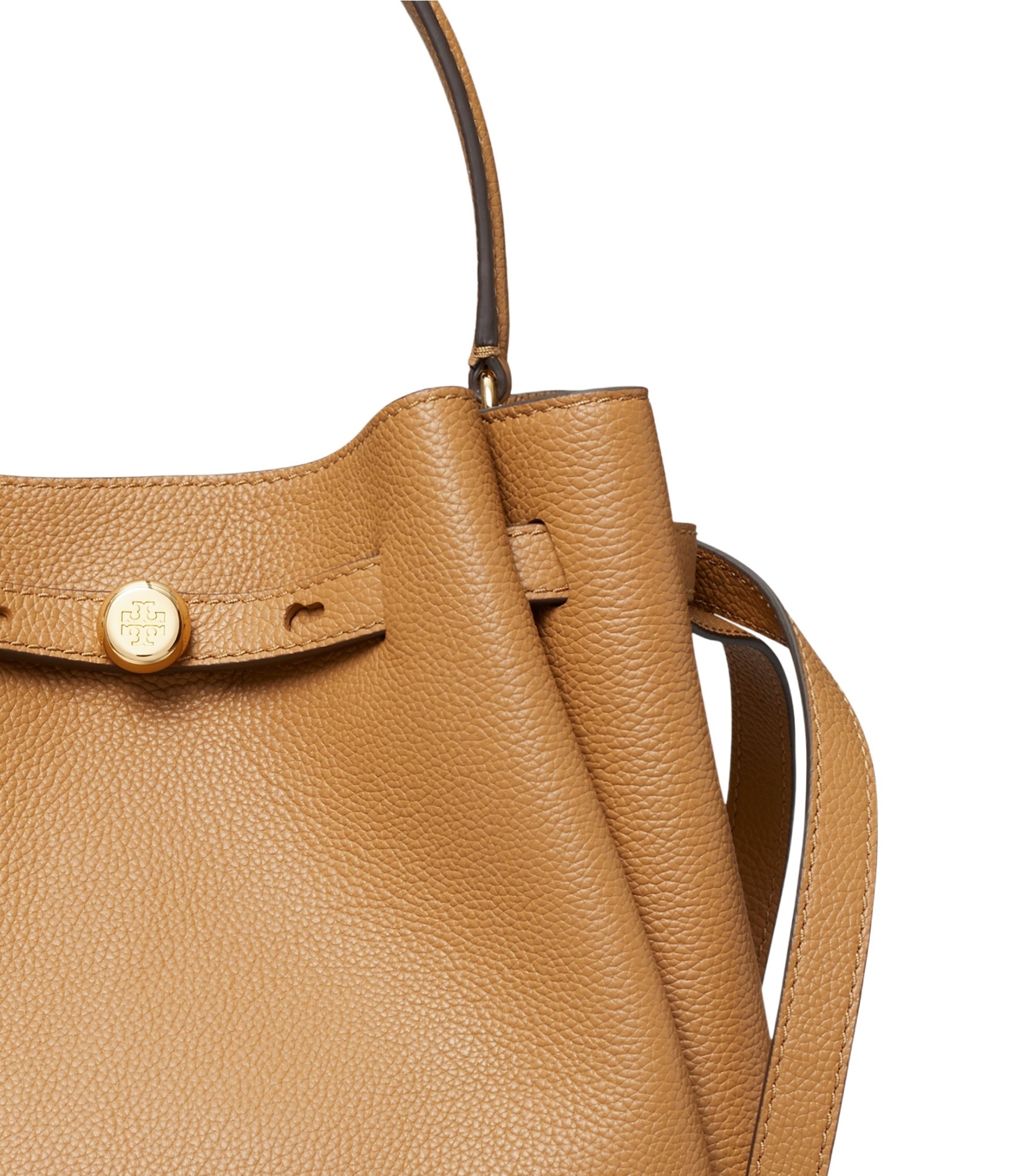 Tory Burch Textured Pebble Bucket Bag With Gold Hardware In Brown