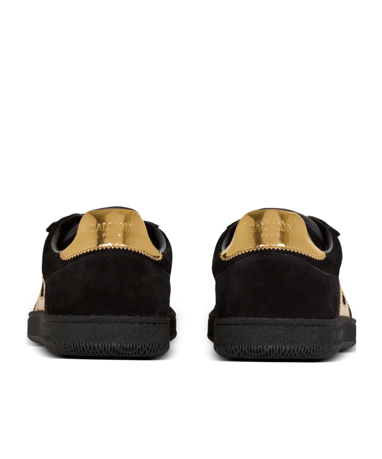 Balmain Swan Suede And Patent Leather Trainers In Black