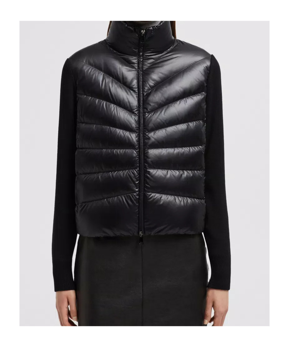 Moncler Womens Black Funnel-neck Brand-patch Regular-fit Shell-down Jacket In Black