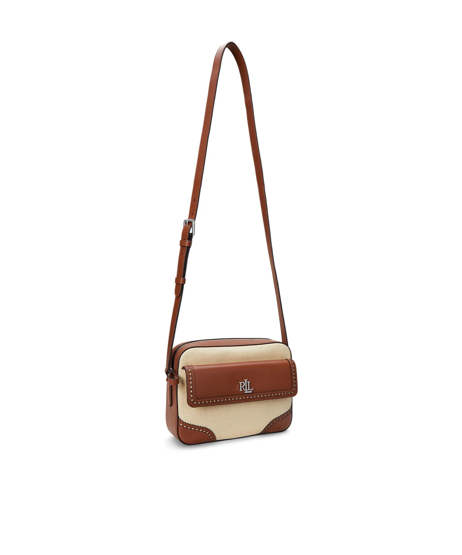 Ralph Lauren Leather-trimmed Logo-plaque Tote Bag In Brown