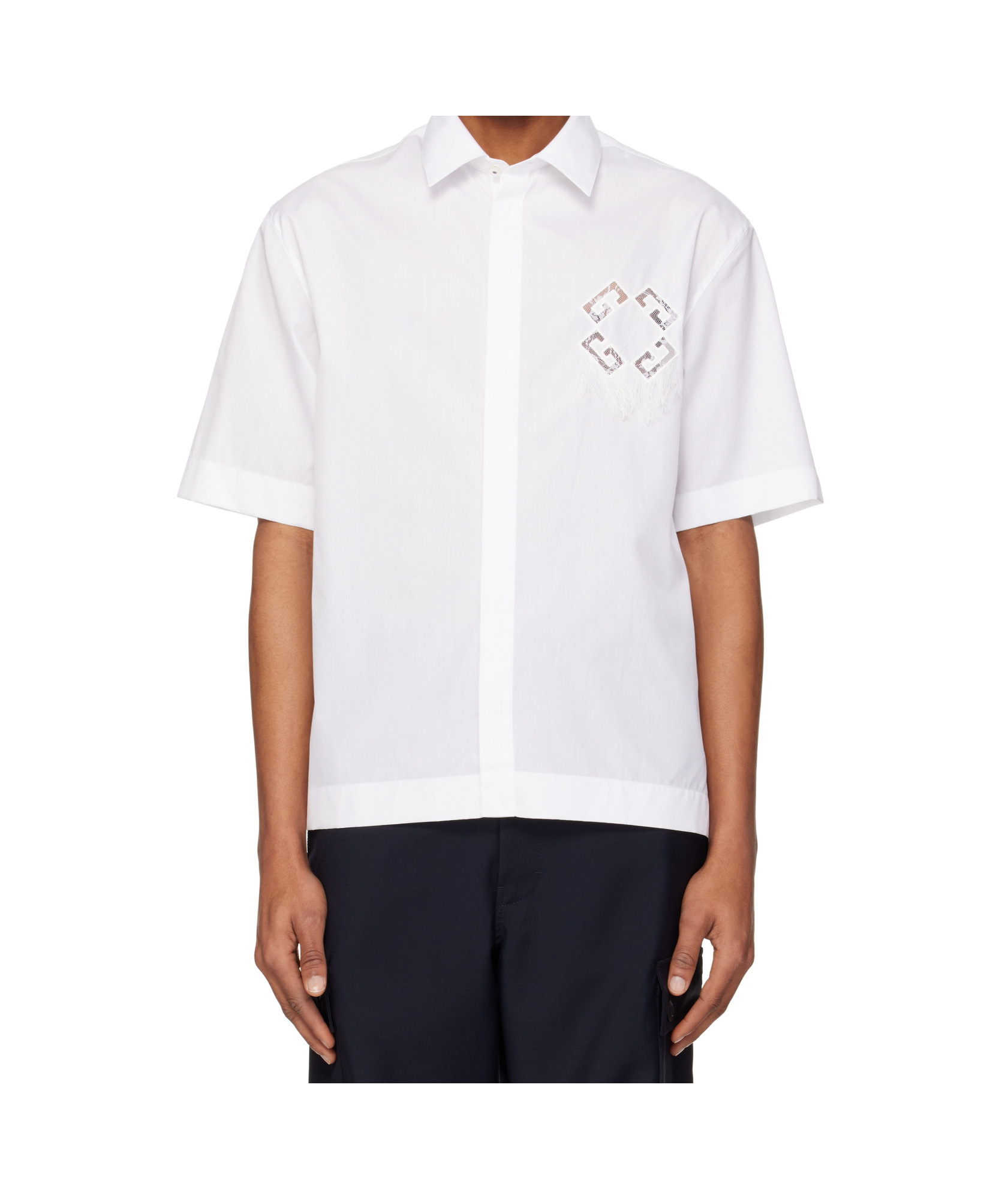 Givenchy White Dripping Embroidery Shirt In White