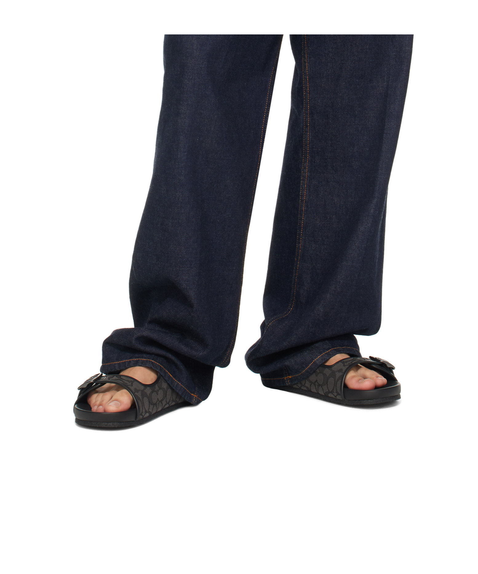 Coach Buckle Strap Sandals In Black