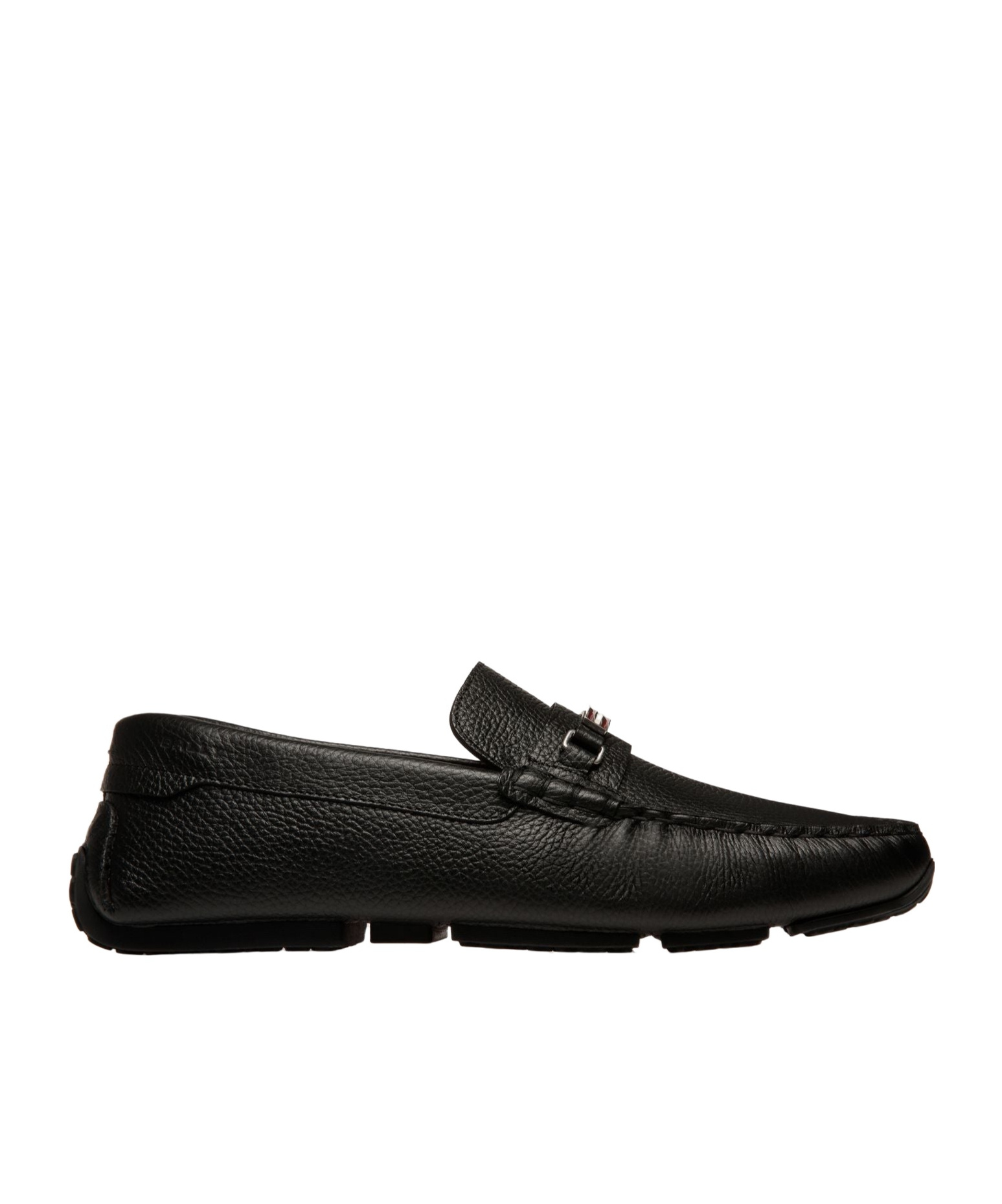Bally Pilot Driver Ebano Grained Leather Loafers In Black