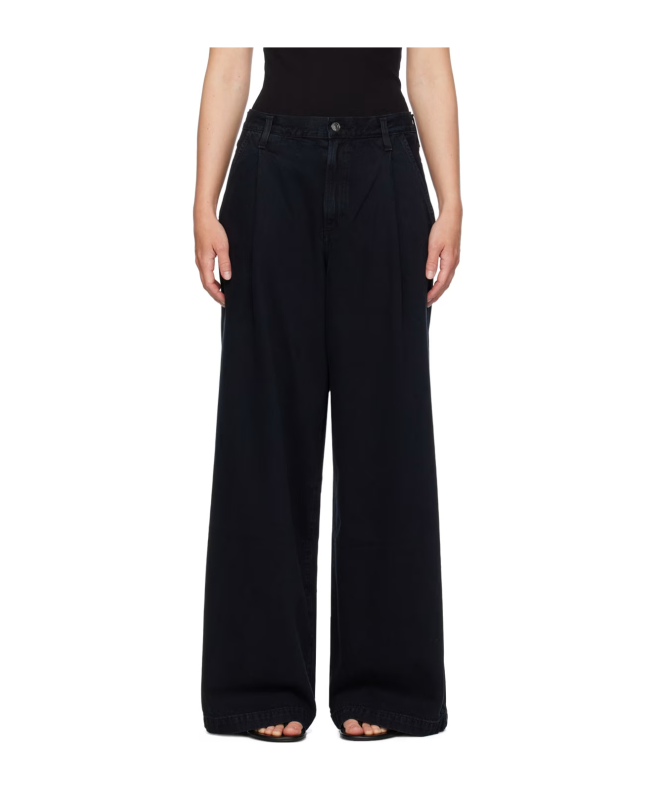 Agolde Ellis Wide-leg Jeans In Black