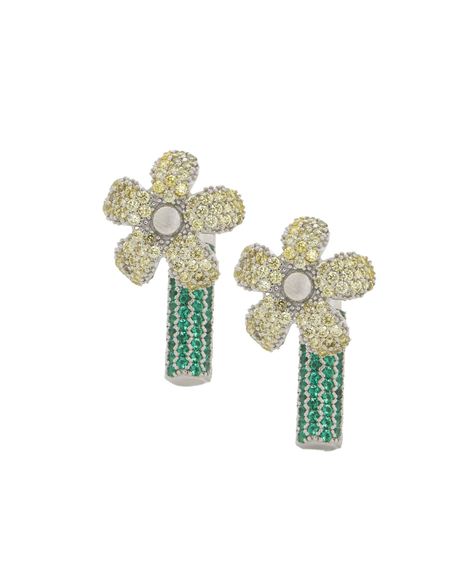 Loewe Flor Earrings In Sterling Silver And Crystals In Multi