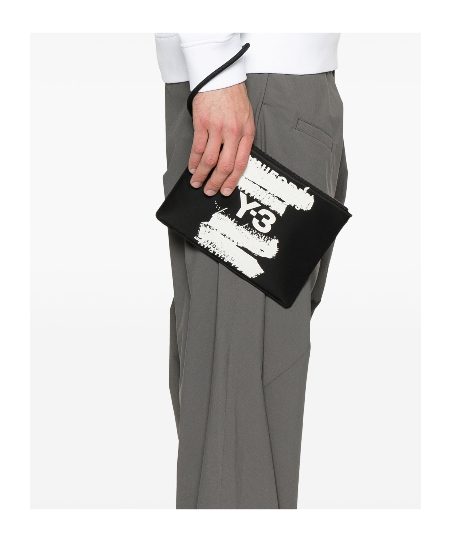Y-3 Logo-embellished Clutch Bag In Black