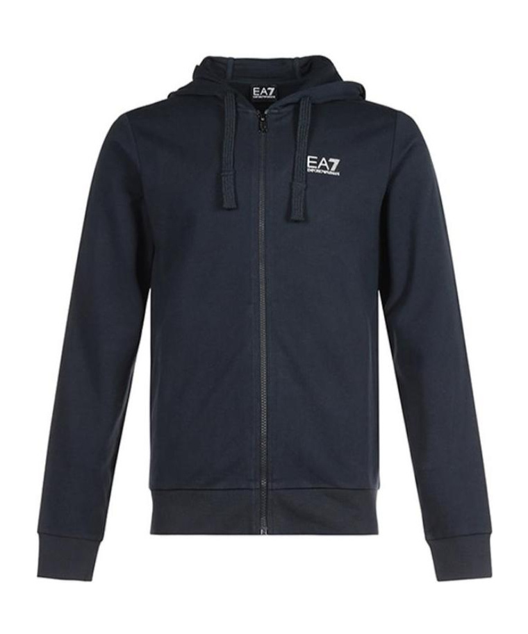 Ea7 Logo-printed Hooded Hoodie In Black