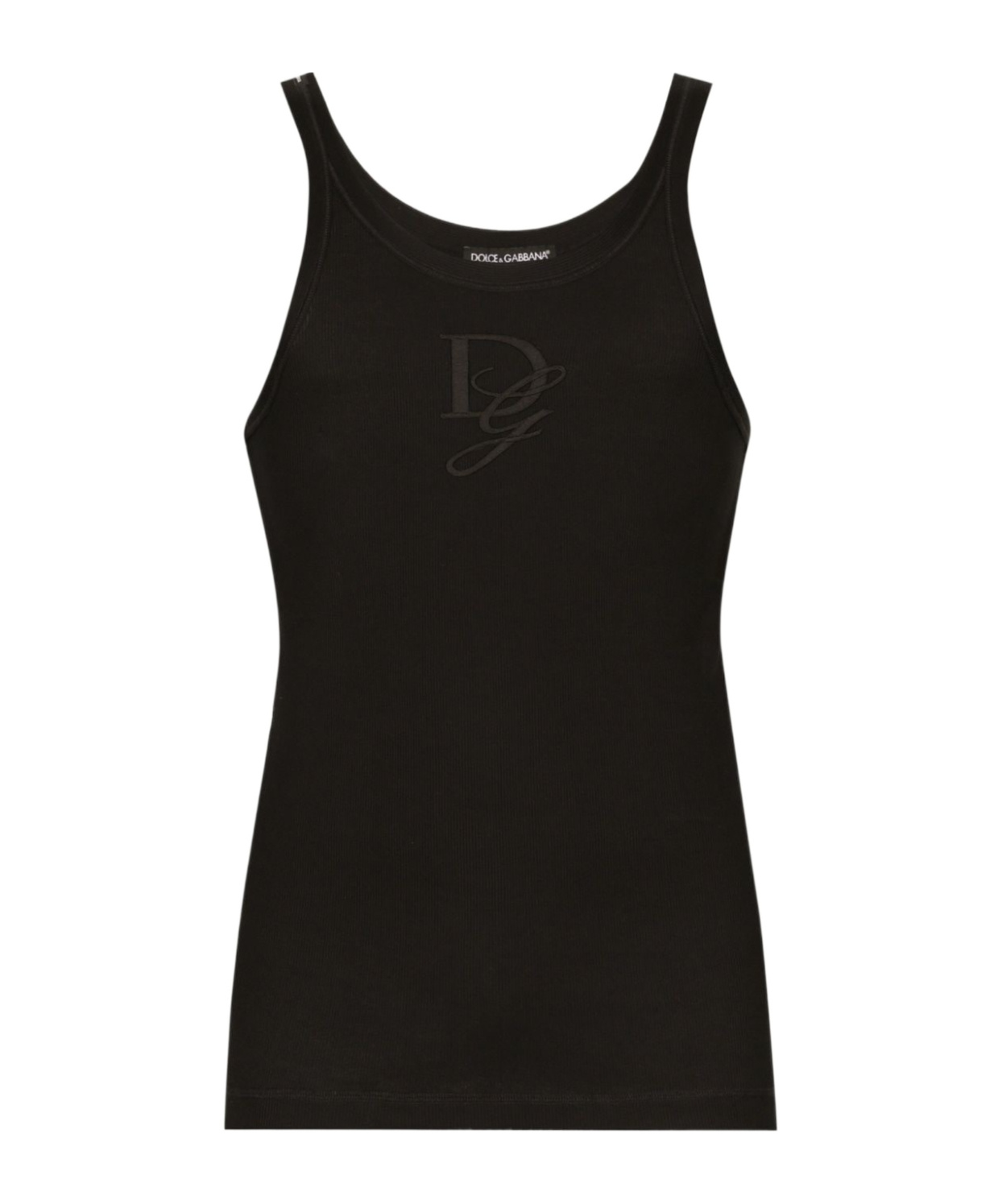 Dolce & Gabbana Tank Top With Dg Embroidery In Black