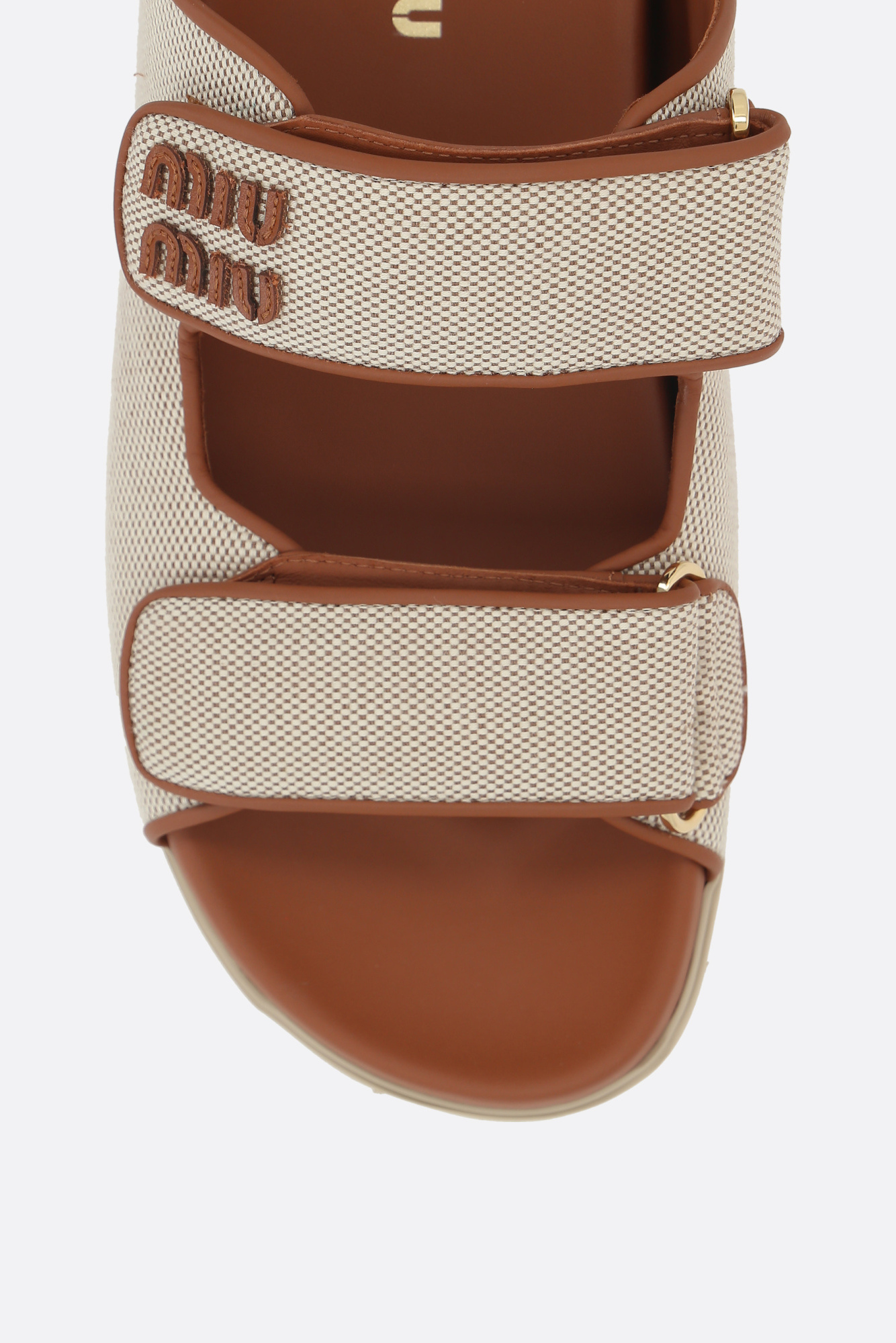 Miu Miu Women Canvas Sandals In Nude